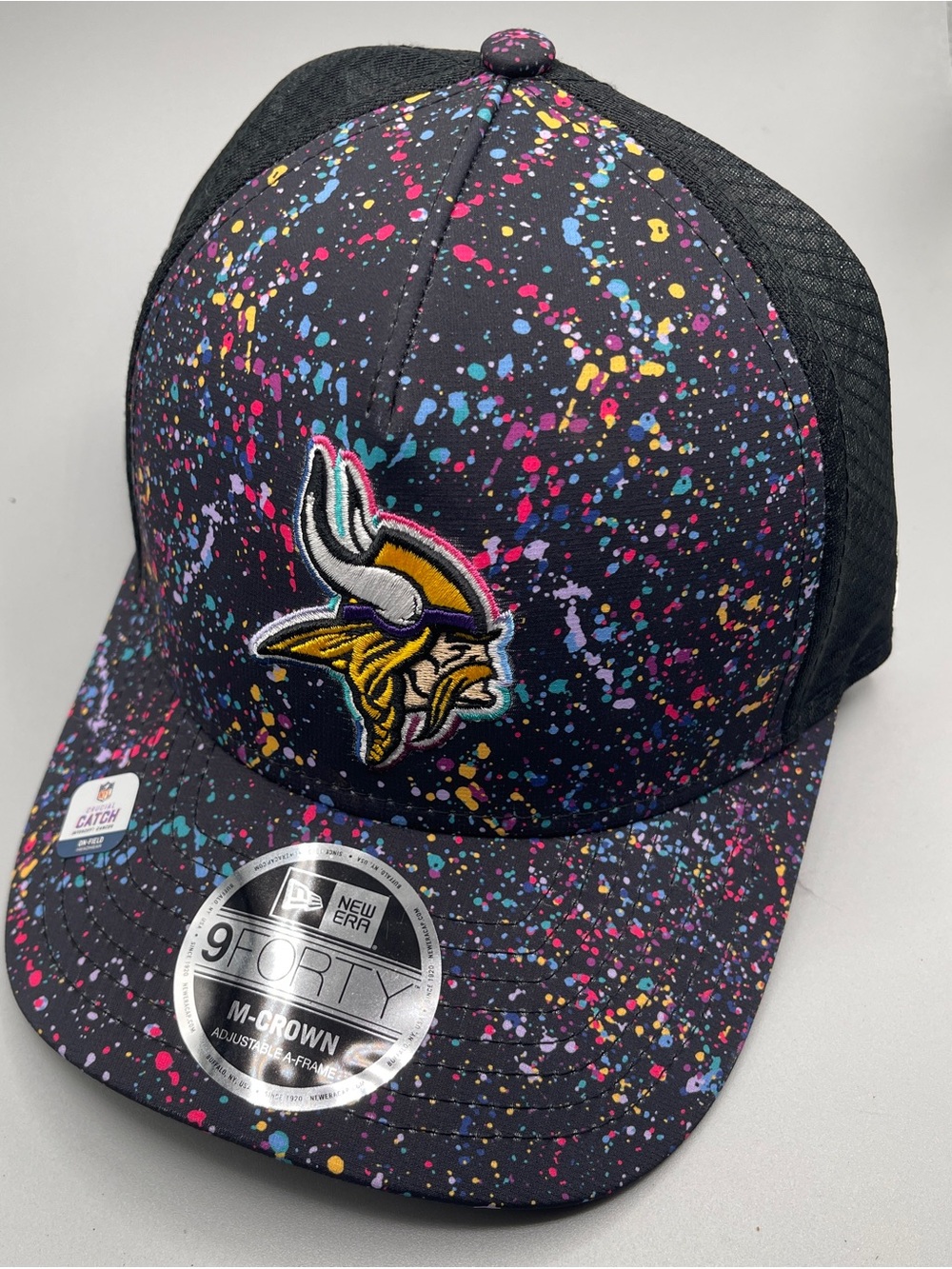 Minnesota Vikings New Era NFL Crucial Catch Cancer A-Frame SnapBack Cap Hat NEW